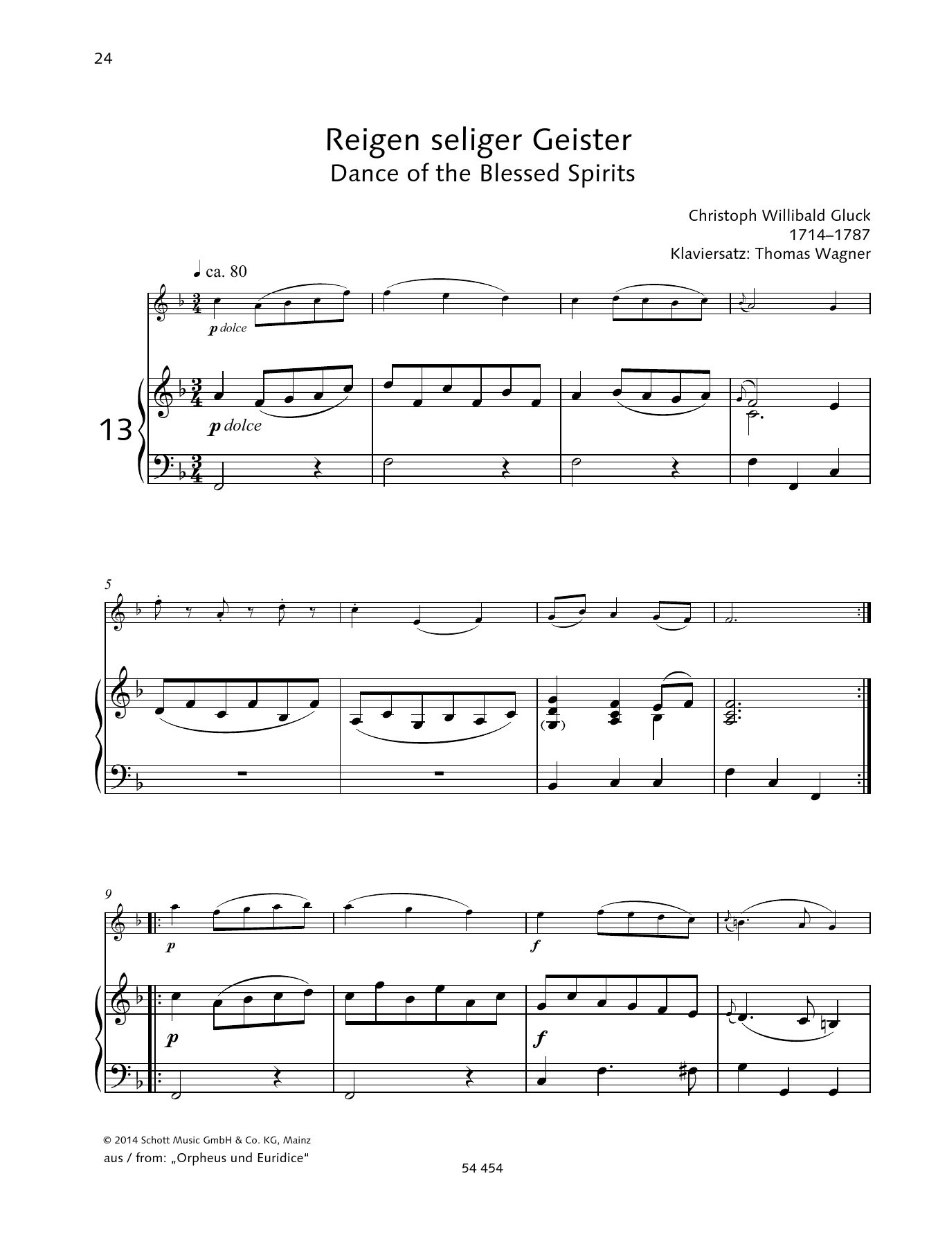 Christoph Willibald Gluck Reigen seliger Geister Sheet Music Notes & Chords for Woodwind Solo - Download or Print PDF