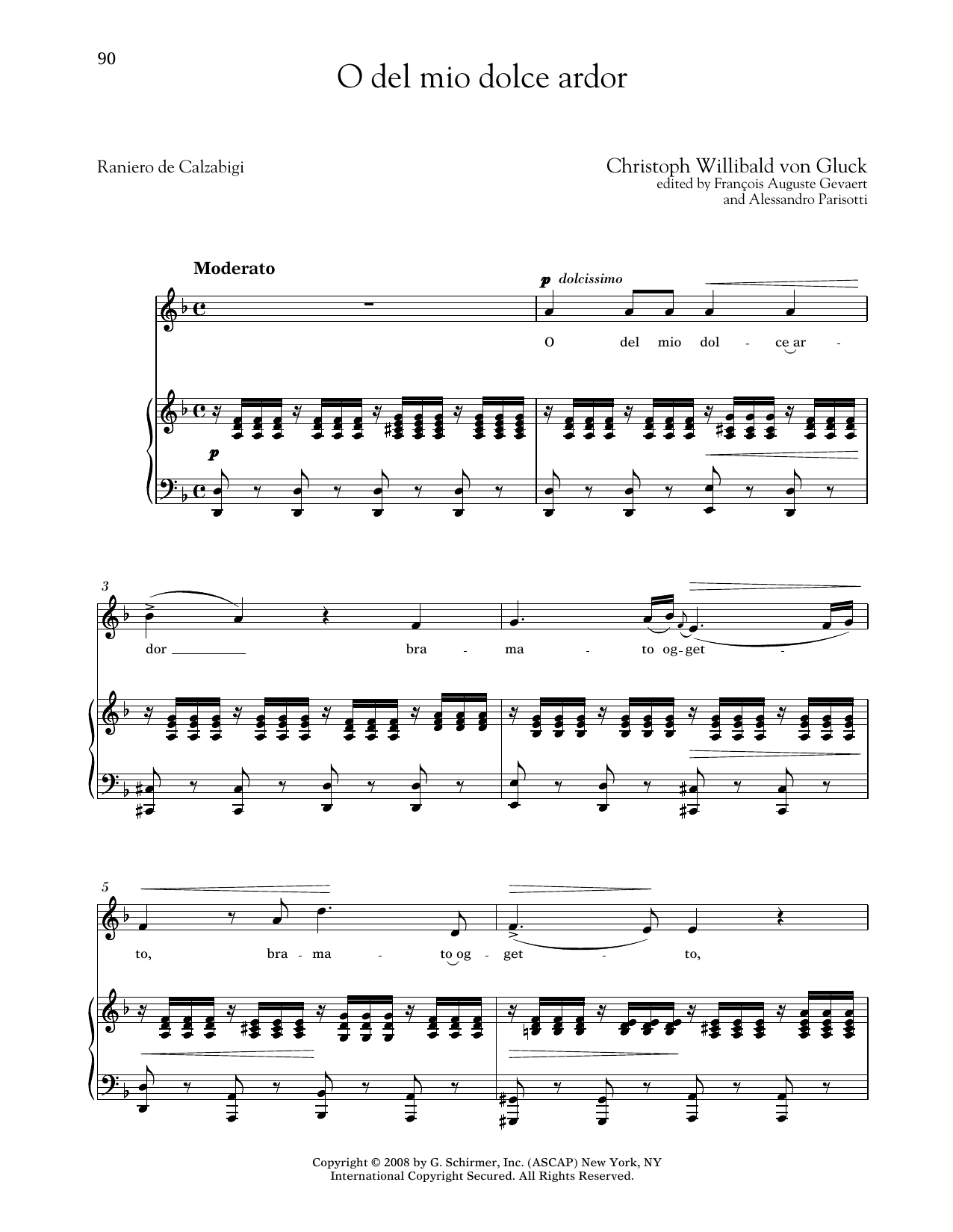 Christoph Willibald von Gluck O Del Mio Dolce Ardor (Medium Low Voice) Sheet Music Notes & Chords for Piano & Vocal - Download or Print PDF Christoph Willibald von Gluck O Del Mio Dolce Ardor (Medium Low Voice) Sheet Music Notes & Chords for Piano & Vocal - Download or Print PDF