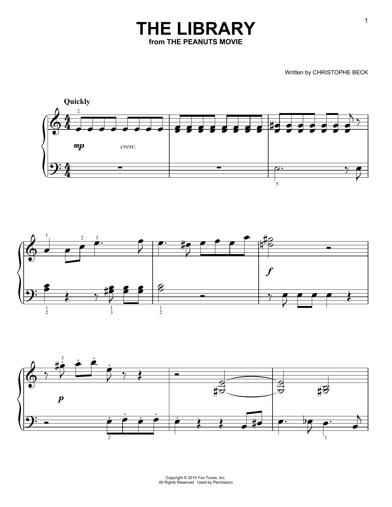 Christophe Beck The Library Sheet Music Notes & Chords for Easy Piano - Download or Print PDF