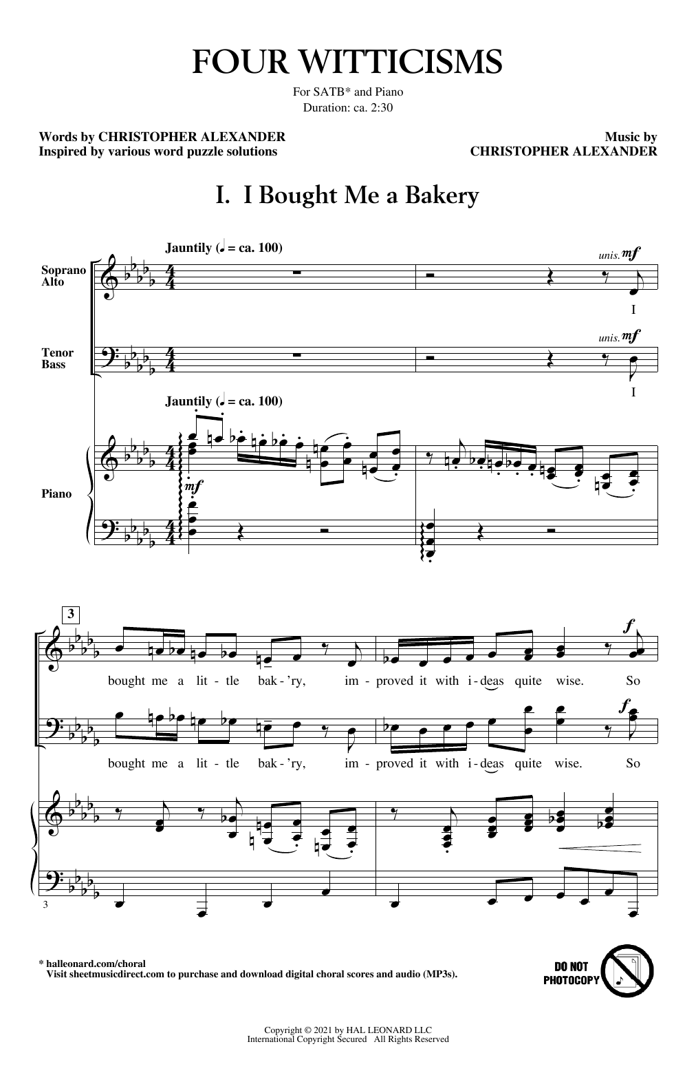 Christopher Alexander Four Witticisms Sheet Music Notes & Chords for SATB Choir - Download or Print PDF