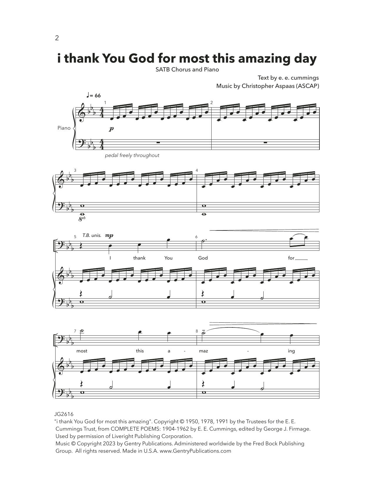 Christopher Aspaas i thank You God for most this amazing day Sheet Music Notes & Chords for Choir - Download or Print PDF