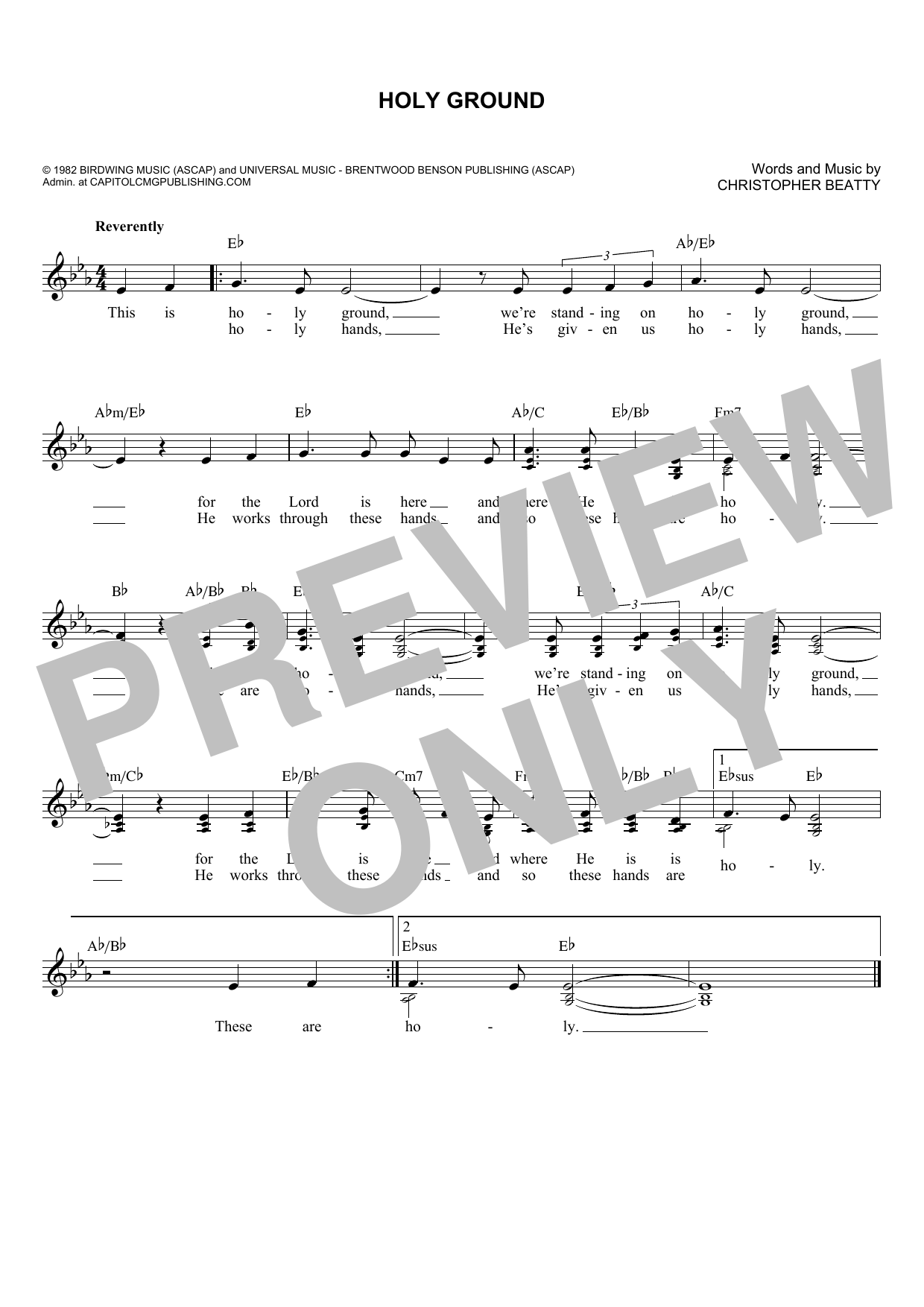Christopher Beatty Holy Ground Sheet Music Notes & Chords for Melody Line, Lyrics & Chords - Download or Print PDF