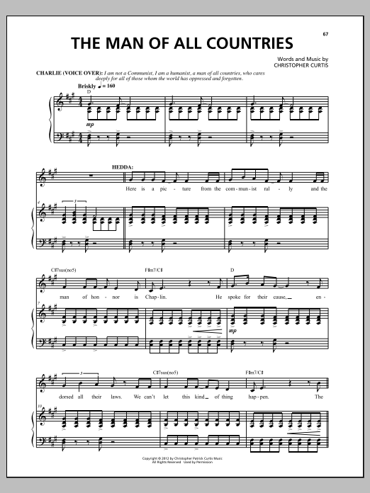 Christopher Curtis The Man Of All Countries Sheet Music Notes & Chords for Piano & Vocal - Download or Print PDF