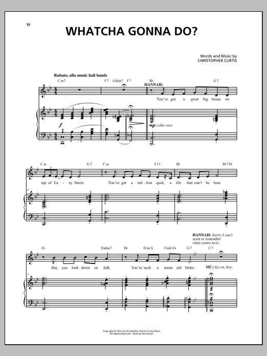Christopher Curtis Whatcha Gonna Do? Sheet Music Notes & Chords for Piano & Vocal - Download or Print PDF