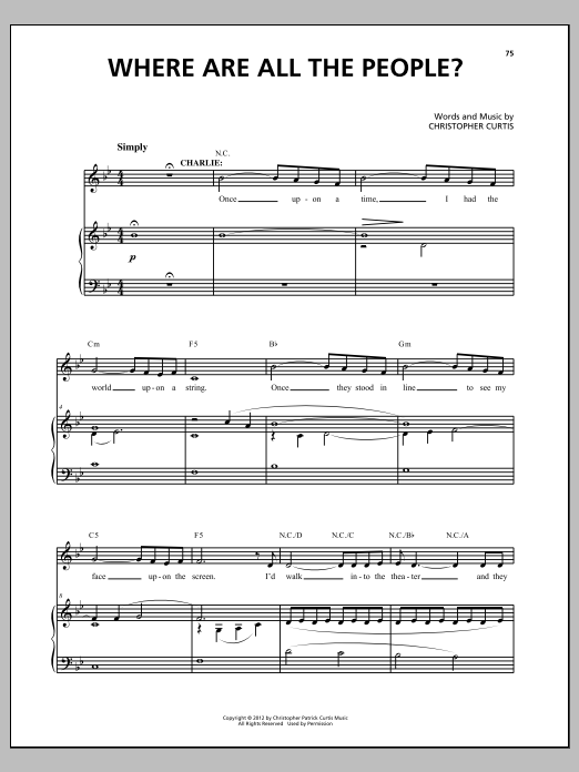 Christopher Curtis Where Are All The People? Sheet Music Notes & Chords for Piano & Vocal - Download or Print PDF