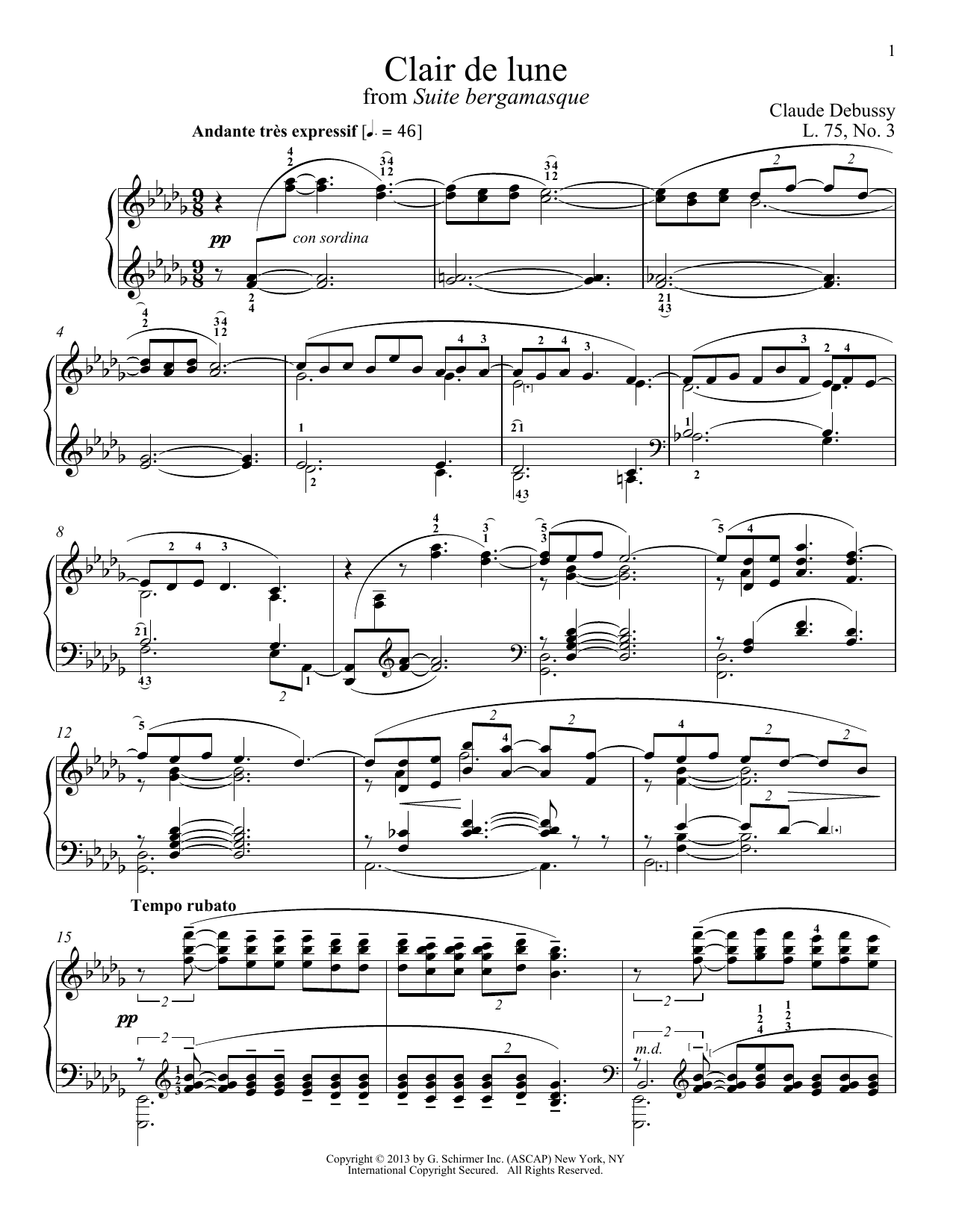 Christopher Harding Clair De Lune Sheet Music Notes & Chords for Piano - Download or Print PDF