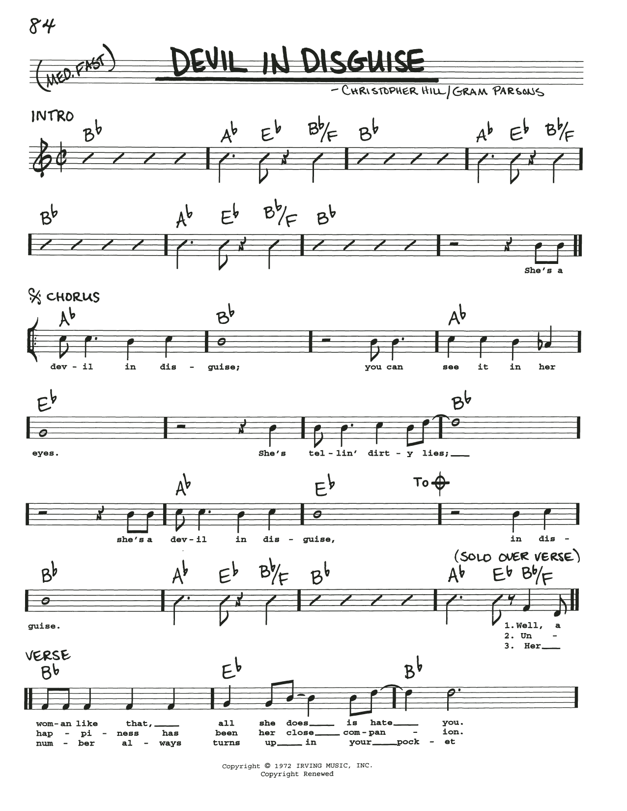 Christopher Hill Devil In Disguise Sheet Music Notes & Chords for Real Book – Melody, Lyrics & Chords - Download or Print PDF