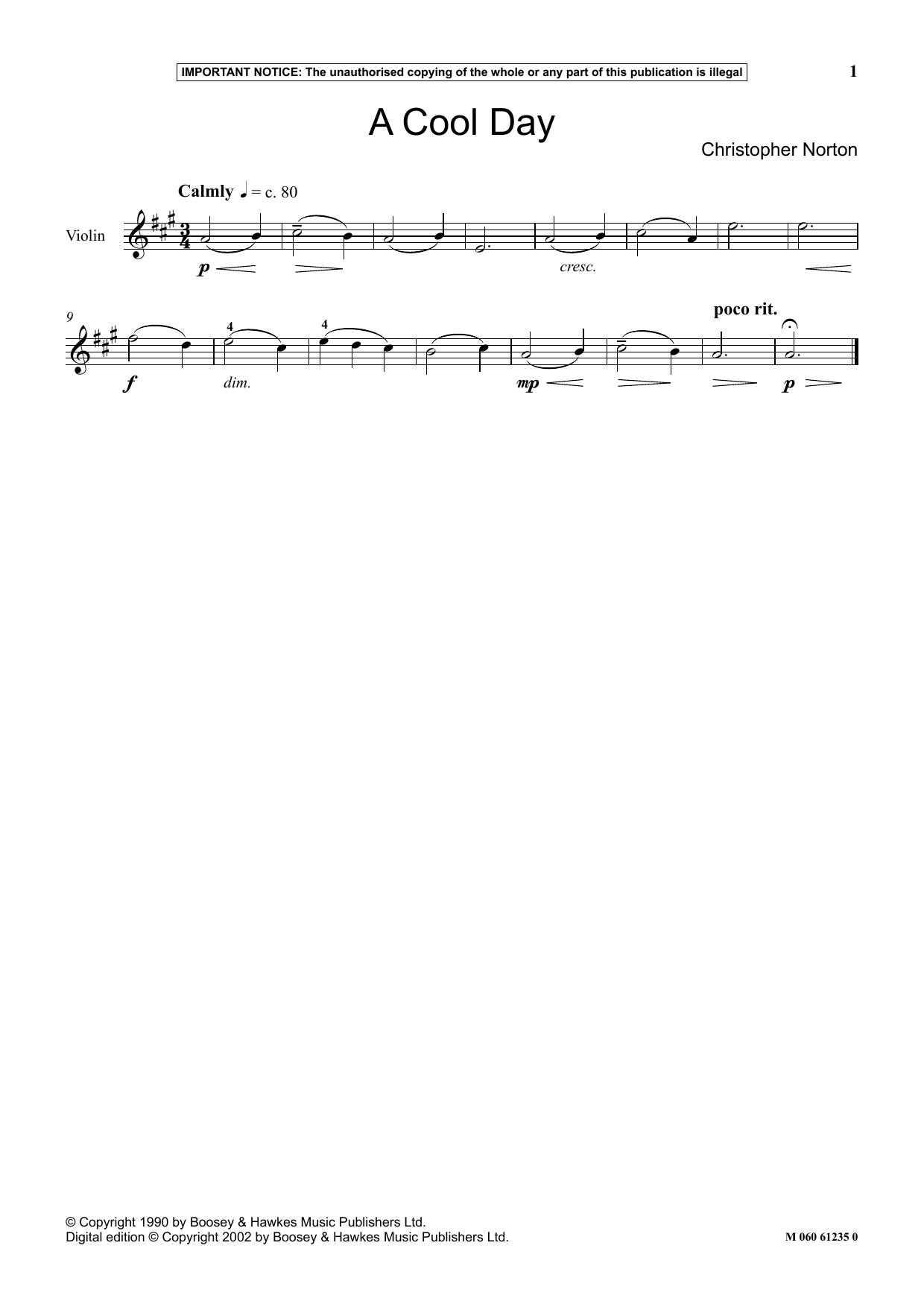 Christopher Norton A Cool Day Sheet Music Notes & Chords for Instrumental Solo - Download or Print PDF