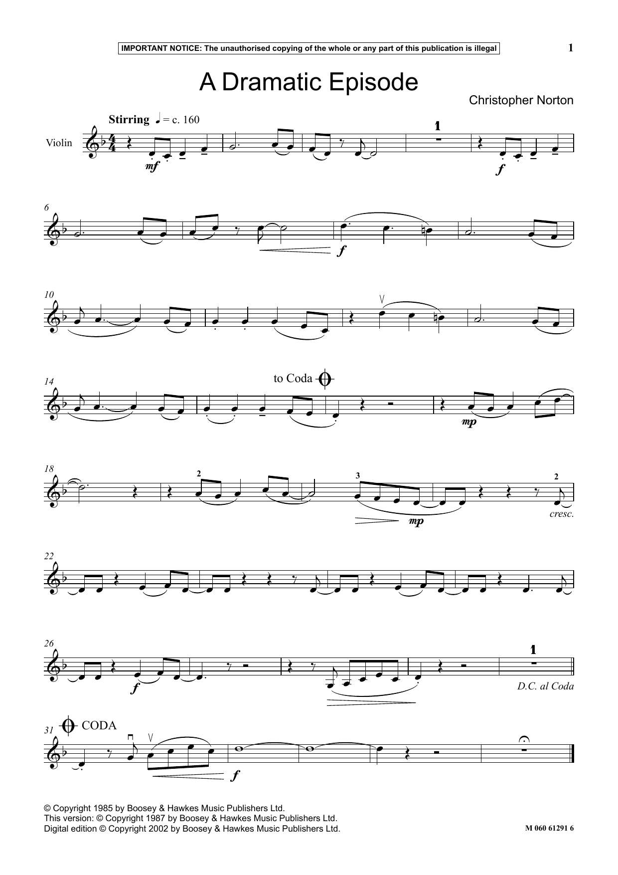 Christopher Norton A Dramatic Episode Sheet Music Notes & Chords for Instrumental Solo - Download or Print PDF