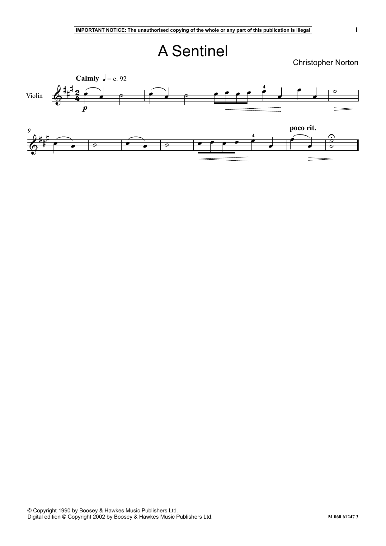 Christopher Norton A Sentinel Sheet Music Notes & Chords for Instrumental Solo - Download or Print PDF