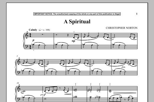 Christopher Norton A Spiritual Sheet Music Notes & Chords for Piano - Download or Print PDF