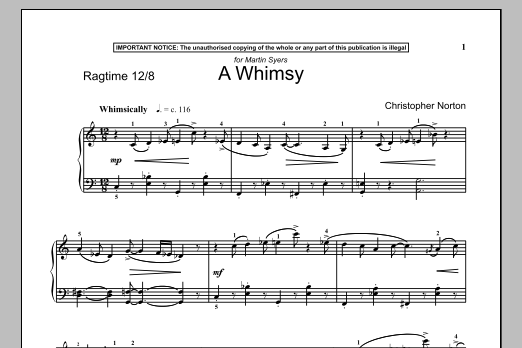 Christopher Norton A Whimsy Sheet Music Notes & Chords for Piano - Download or Print PDF