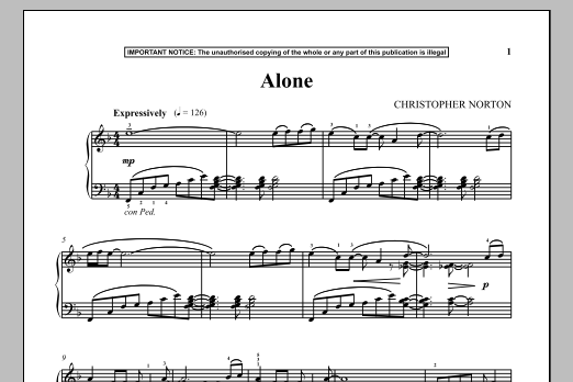 Christopher Norton Alone Sheet Music Notes & Chords for Piano - Download or Print PDF