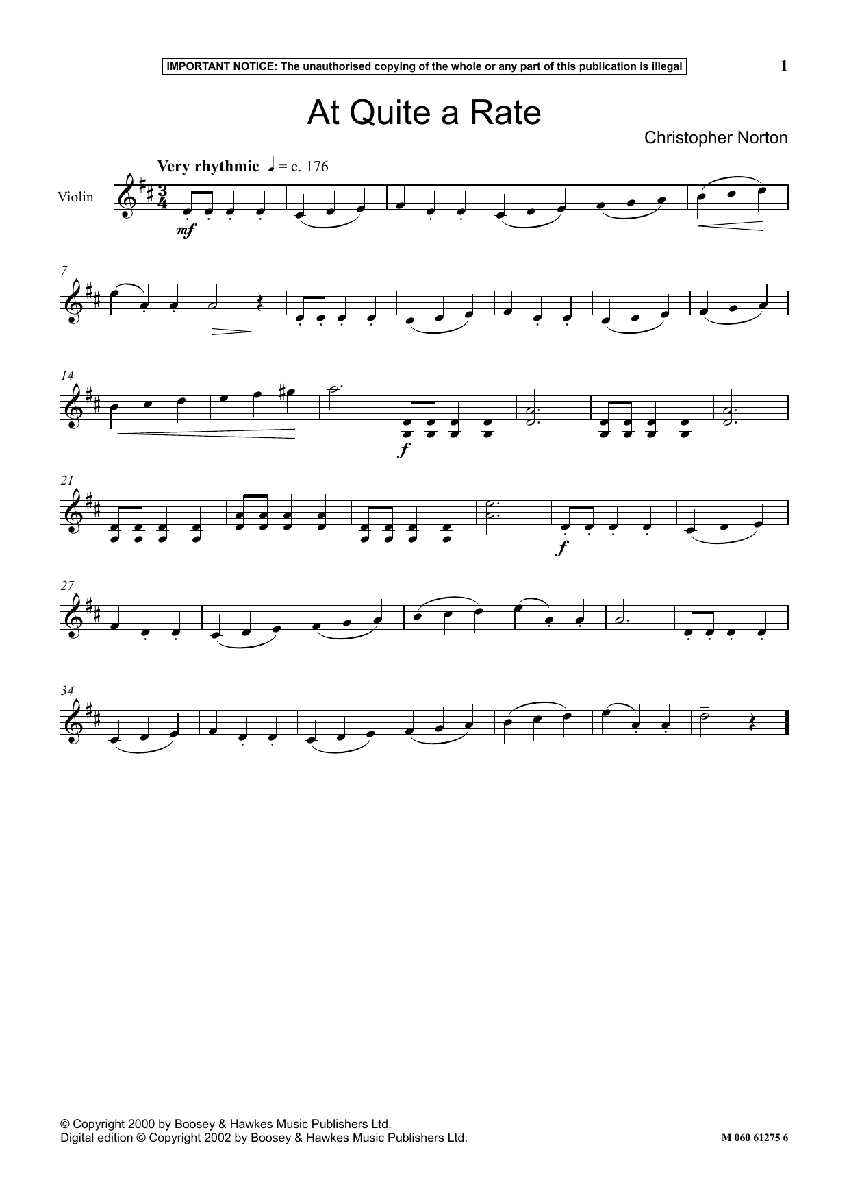 Christopher Norton At Quite A Rate Sheet Music Notes & Chords for Instrumental Solo - Download or Print PDF