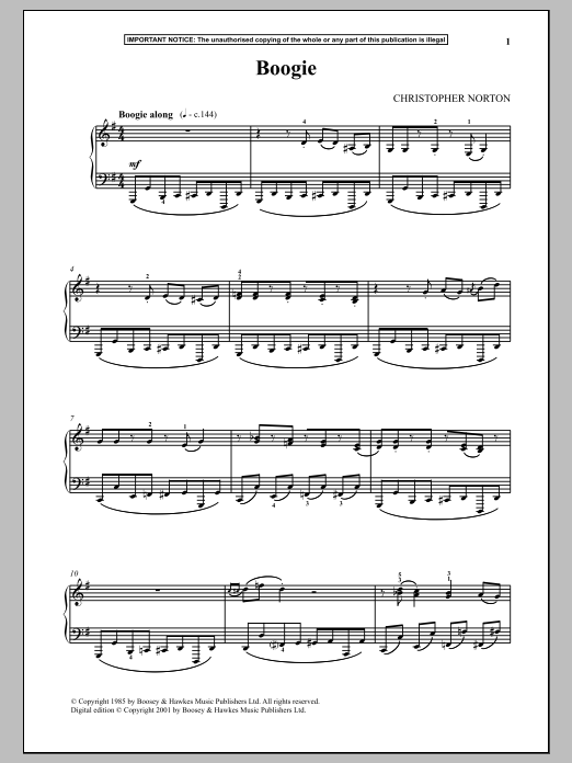 Christopher Norton Boogie Sheet Music Notes & Chords for Piano - Download or Print PDF