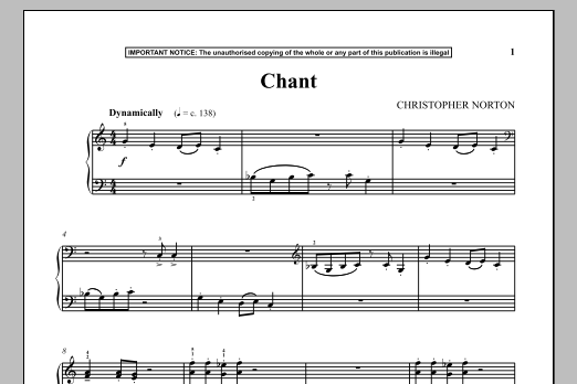 Christopher Norton Chant Sheet Music Notes & Chords for Piano - Download or Print PDF