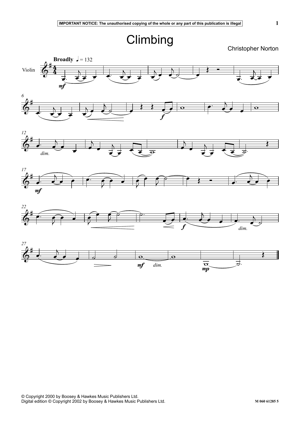Christopher Norton Climbing Sheet Music Notes & Chords for Instrumental Solo - Download or Print PDF