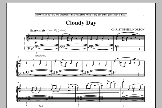 Christopher Norton Cloudy Day Sheet Music Notes & Chords for Piano - Download or Print PDF