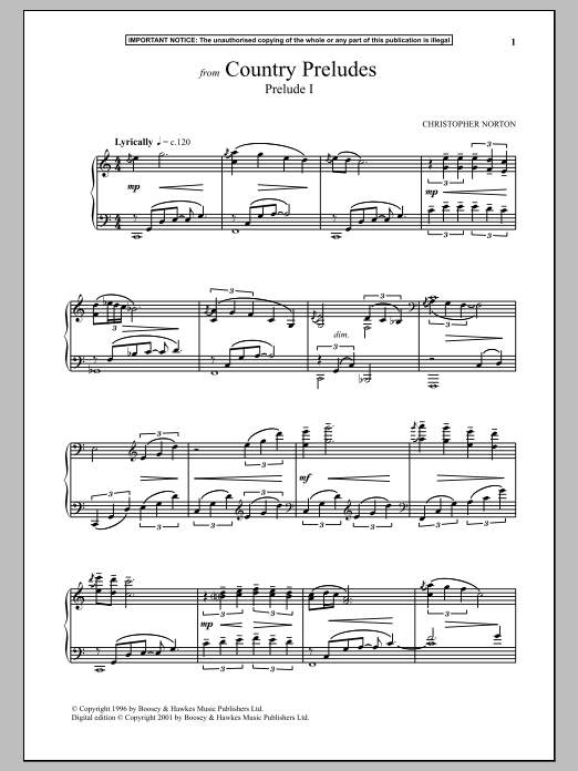Christopher Norton Country Preludes, Prelude I Sheet Music Notes & Chords for Piano - Download or Print PDF