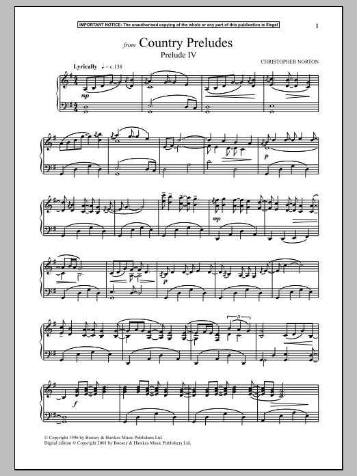 Christopher Norton Country Preludes, Prelude IV Sheet Music Notes & Chords for Piano - Download or Print PDF Christopher Norton Country Preludes, Prelude IV Sheet Music Notes & Chords for Piano - Download or Print PDF