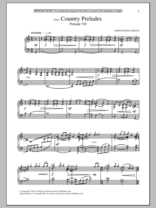 Christopher Norton Country Preludes, Prelude VII Sheet Music Notes & Chords for Piano - Download or Print PDF
