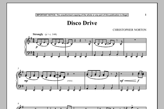 Christopher Norton Disco Drive Sheet Music Notes & Chords for Piano - Download or Print PDF Christopher Norton Disco Drive Sheet Music Notes & Chords for Piano - Download or Print PDF