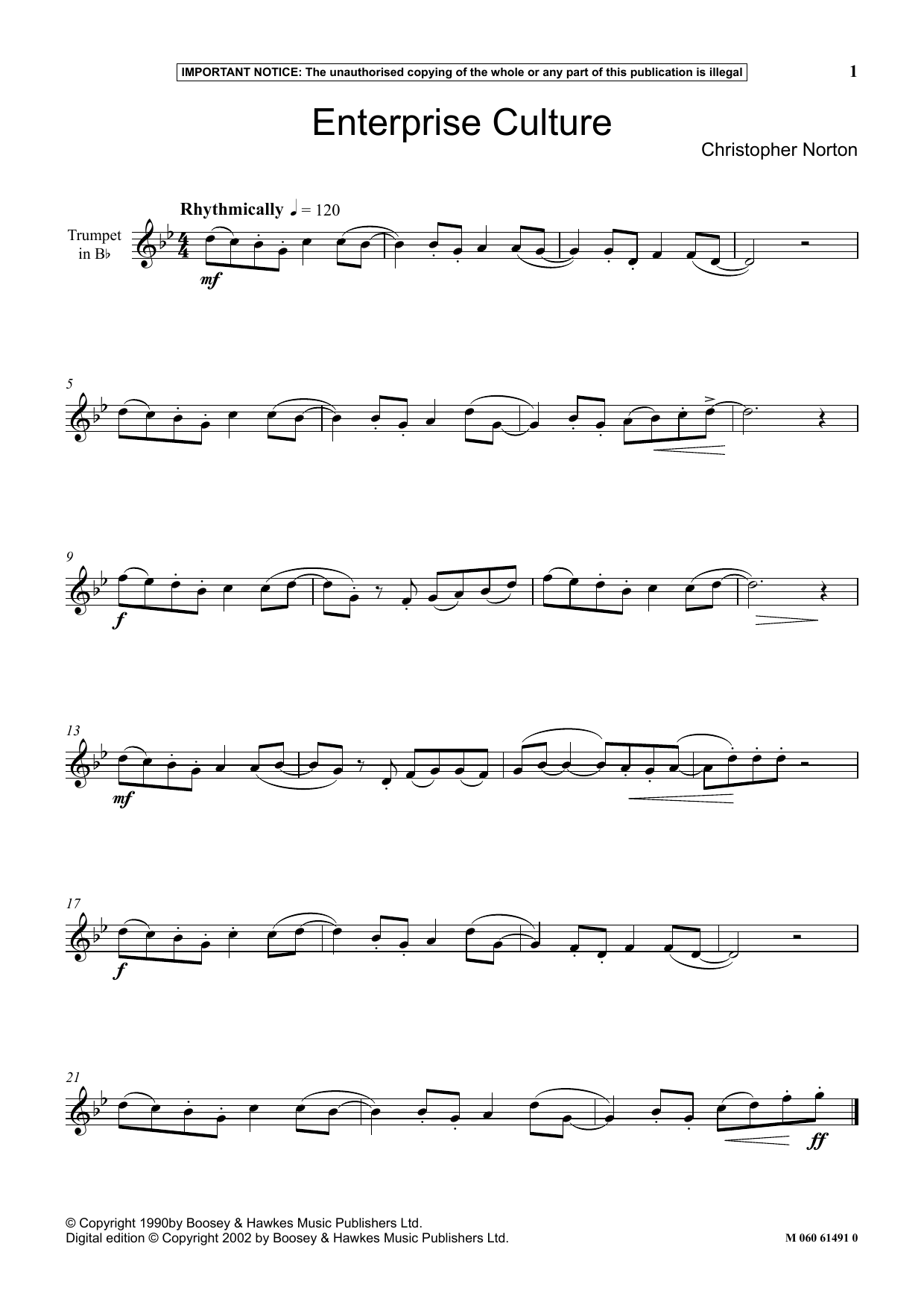 Christopher Norton Enterprise Culture Sheet Music Notes & Chords for Instrumental Solo - Download or Print PDF