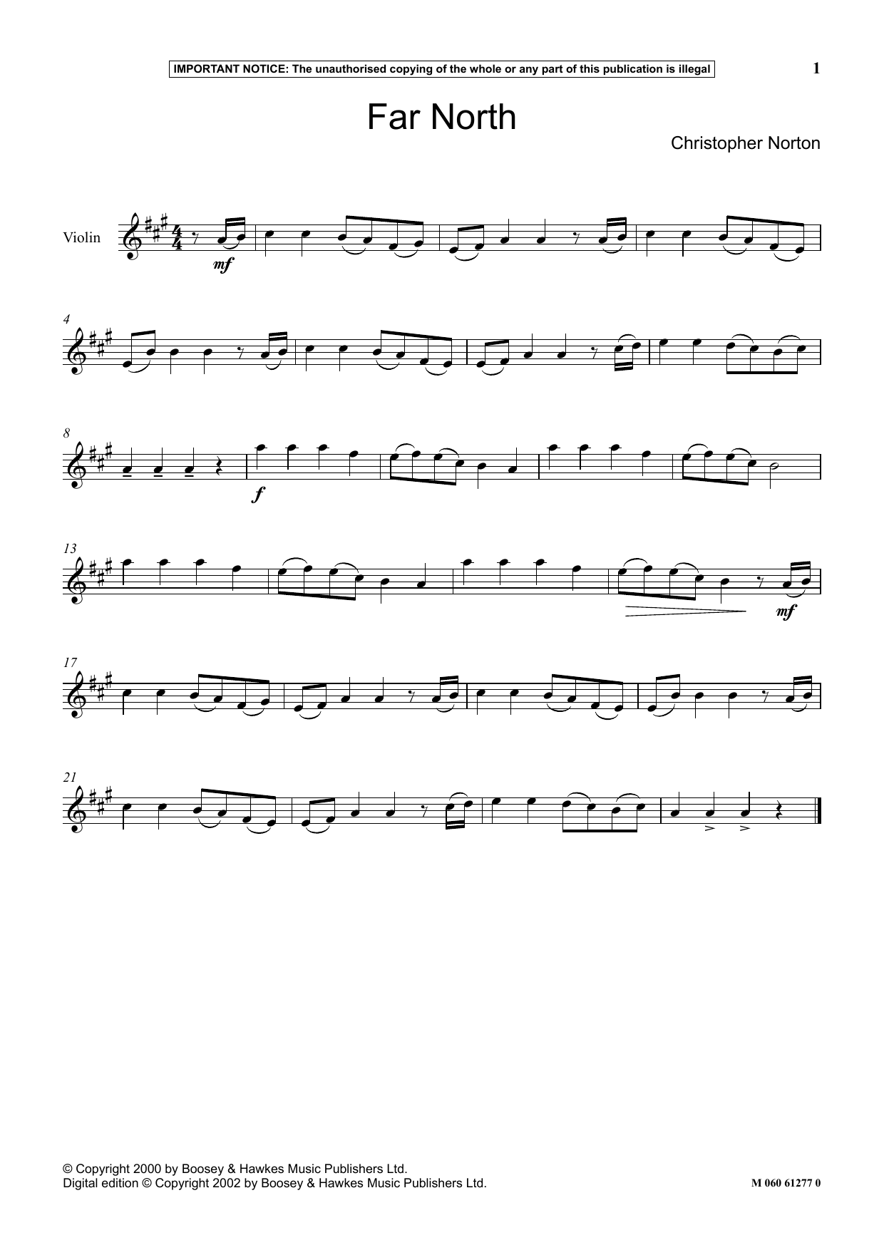 Christopher Norton Far North Sheet Music Notes & Chords for Instrumental Solo - Download or Print PDF