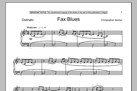 Christopher Norton Fax Blues Sheet Music Notes & Chords for Piano - Download or Print PDF
