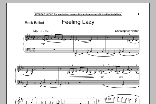 Christopher Norton Feeling Lazy Sheet Music Notes & Chords for Piano - Download or Print PDF