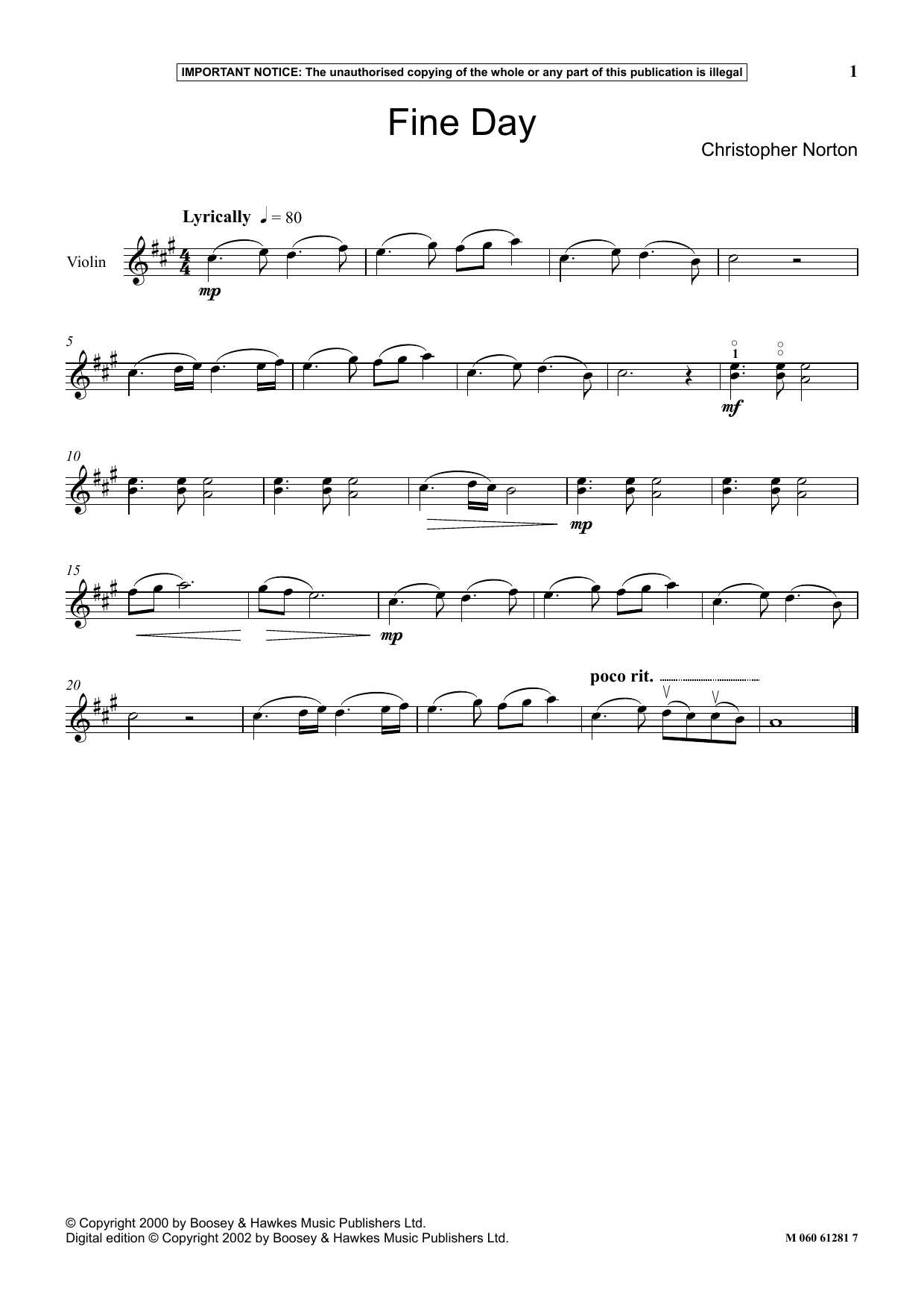 Christopher Norton Fine Day Sheet Music Notes & Chords for Instrumental Solo - Download or Print PDF