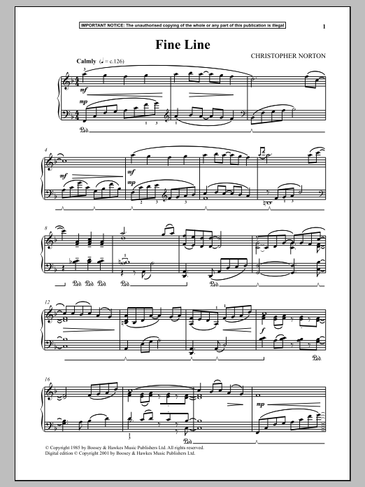 Christopher Norton Fine Line Sheet Music Notes & Chords for Piano - Download or Print PDF Christopher Norton Fine Line Sheet Music Notes & Chords for Piano - Download or Print PDF