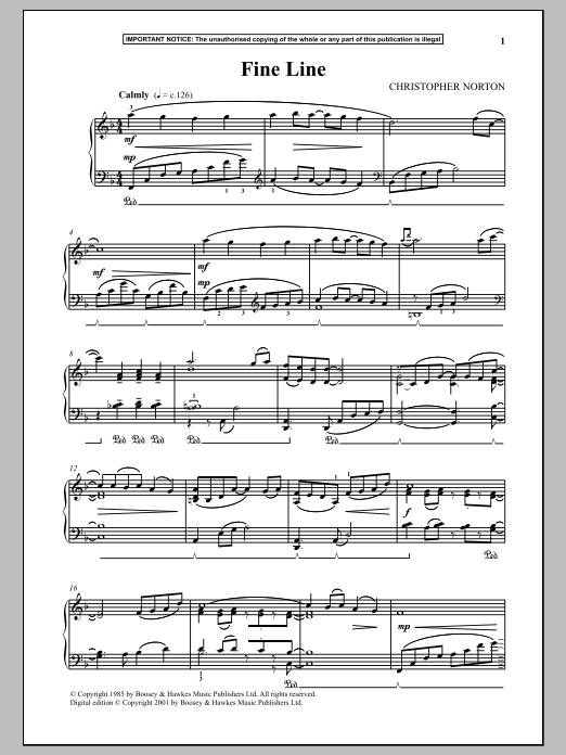 Christopher Norton Fine Line Sheet Music Notes & Chords for Piano - Download or Print PDF