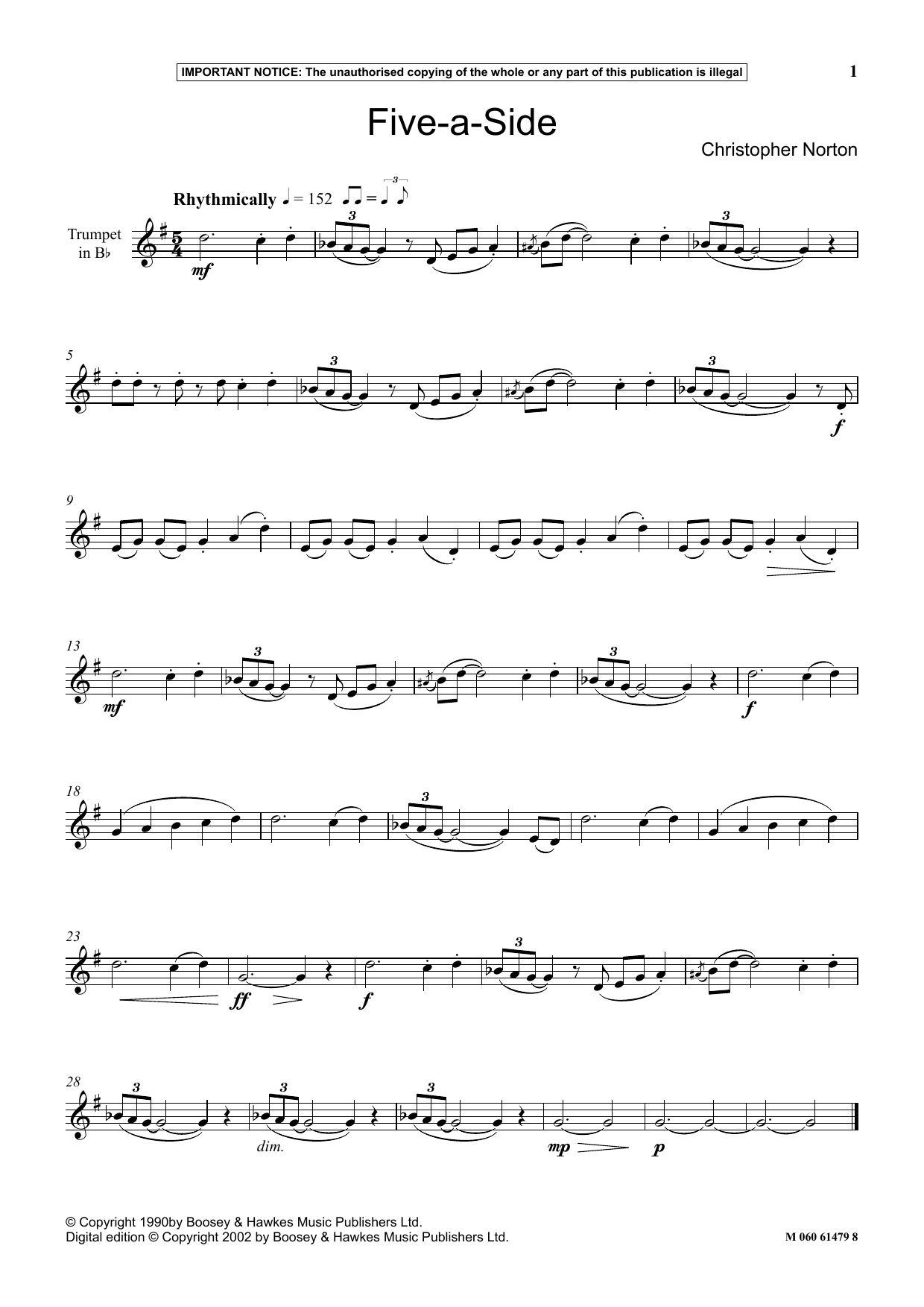 Christopher Norton Five-A-Side Sheet Music Notes & Chords for Instrumental Solo - Download or Print PDF