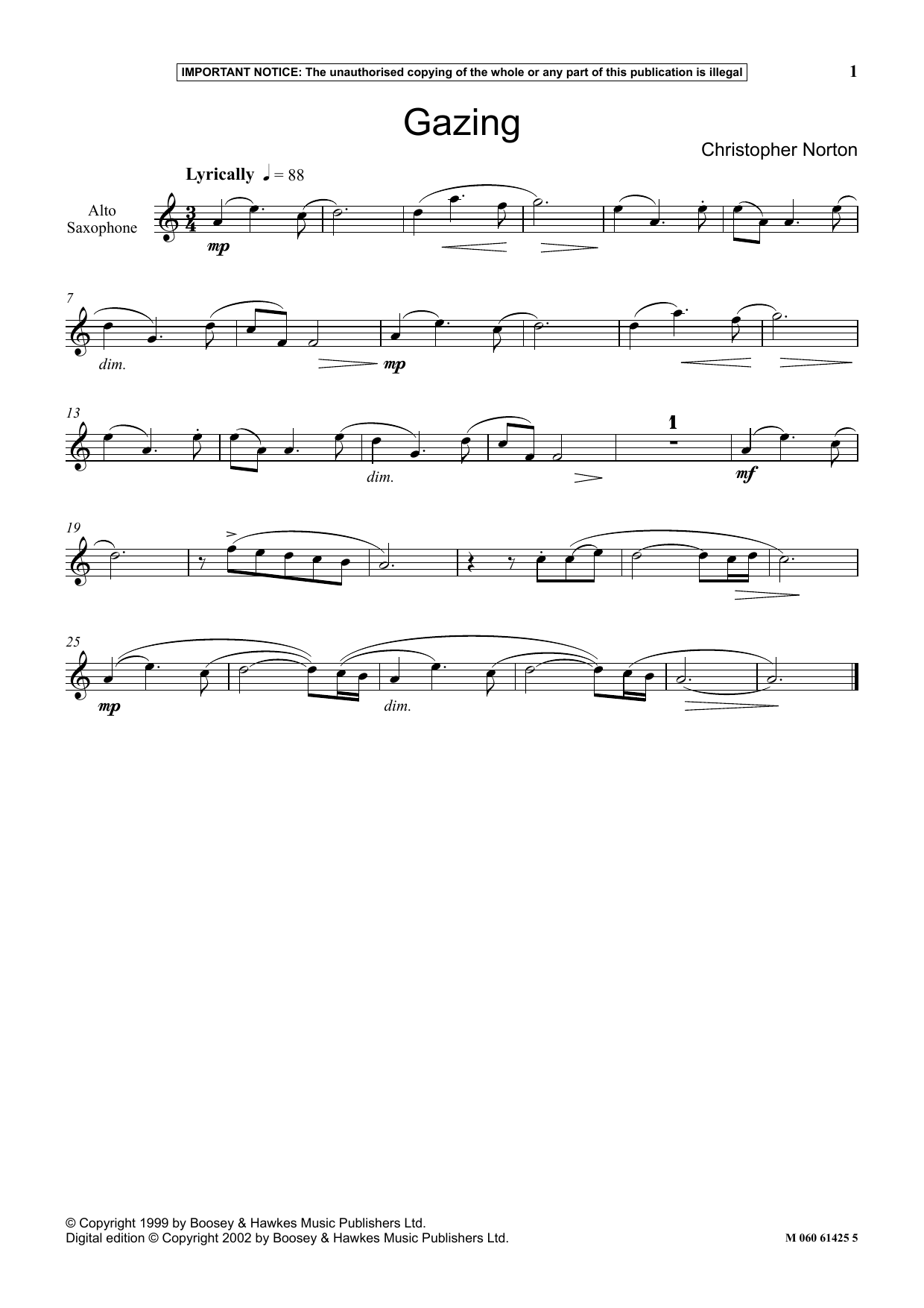 Christopher Norton Gazing Sheet Music Notes & Chords for Instrumental Solo - Download or Print PDF