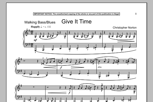 Christopher Norton Give It Time Sheet Music Notes & Chords for Piano - Download or Print PDF