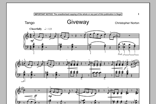 Christopher Norton Giveway Sheet Music Notes & Chords for Piano - Download or Print PDF