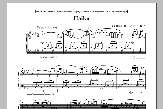 Christopher Norton Haiku Sheet Music Notes & Chords for Piano - Download or Print PDF Christopher Norton Haiku Sheet Music Notes & Chords for Piano - Download or Print PDF