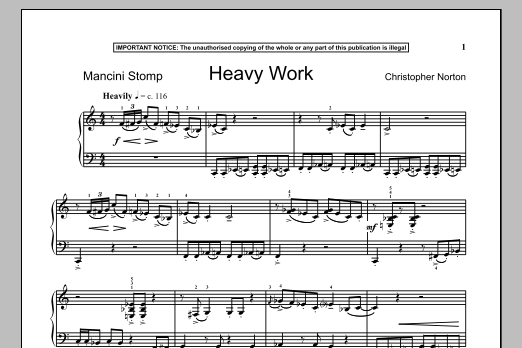 Christopher Norton Heavy Work Sheet Music Notes & Chords for Piano - Download or Print PDF