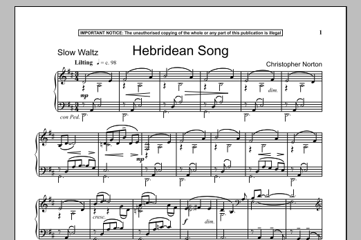 Christopher Norton Hebridean Song Sheet Music Notes & Chords for Piano - Download or Print PDF