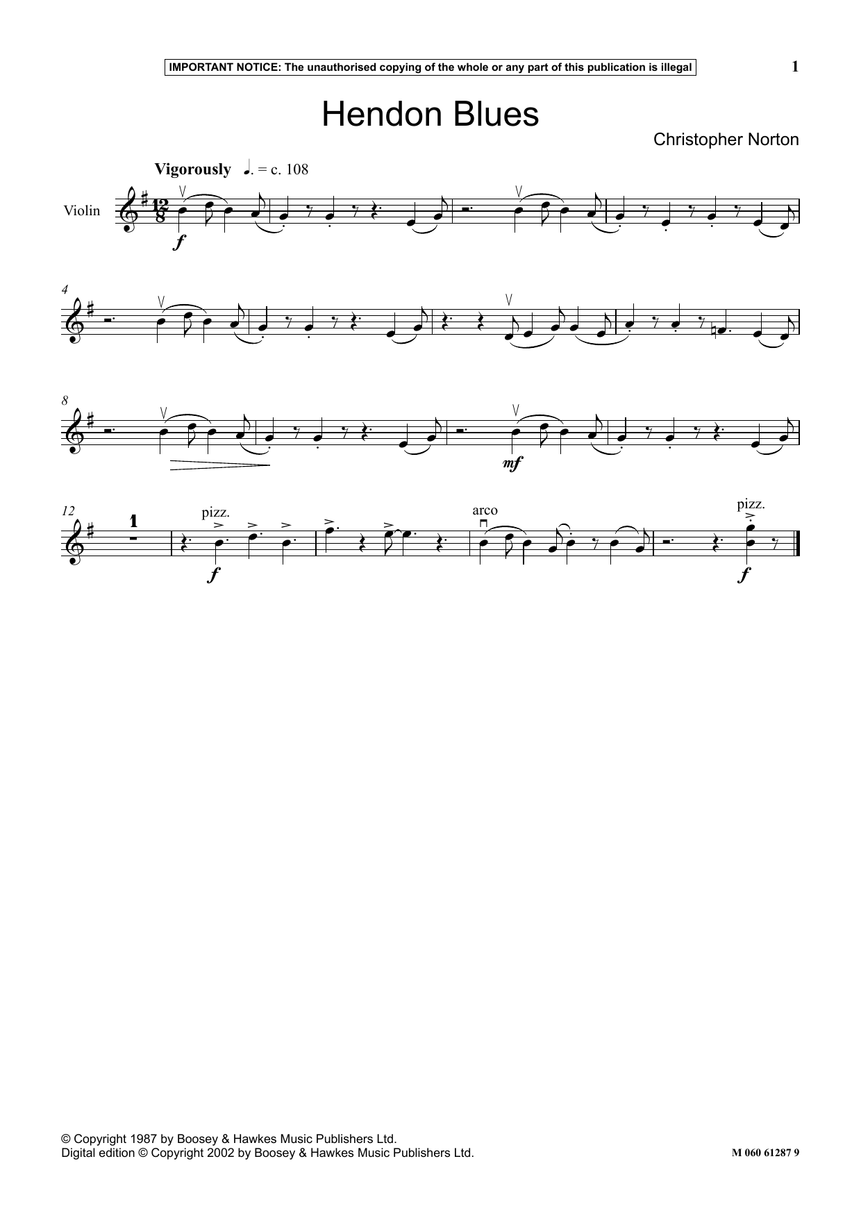 Christopher Norton Hendon Blues Sheet Music Notes & Chords for Instrumental Solo - Download or Print PDF