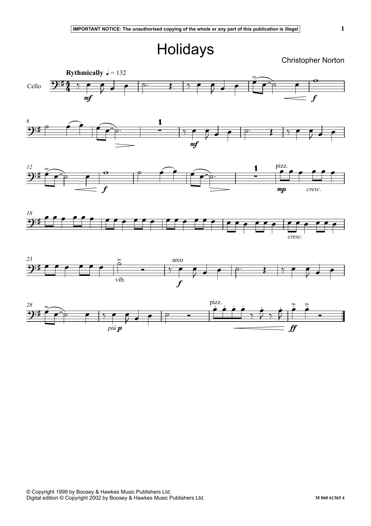 Christopher Norton Holidays Sheet Music Notes & Chords for Instrumental Solo - Download or Print PDF