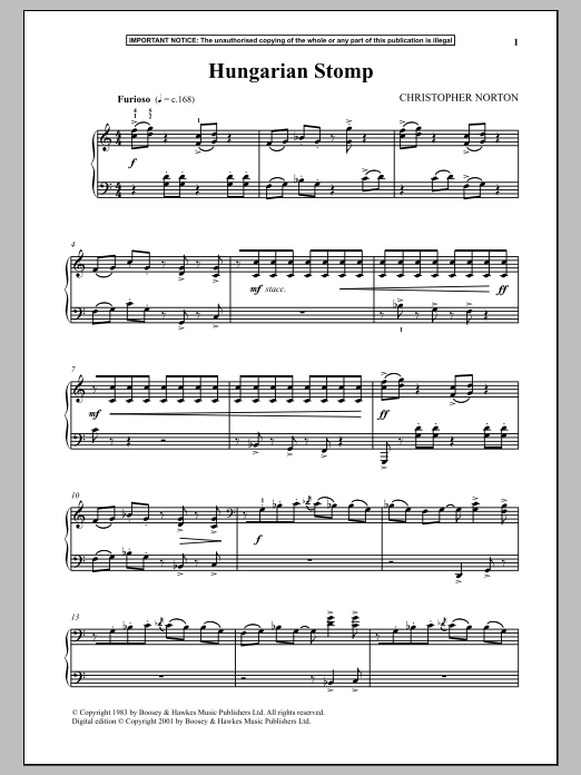 Christopher Norton Hungarian Stomp Sheet Music Notes & Chords for Piano - Download or Print PDF
