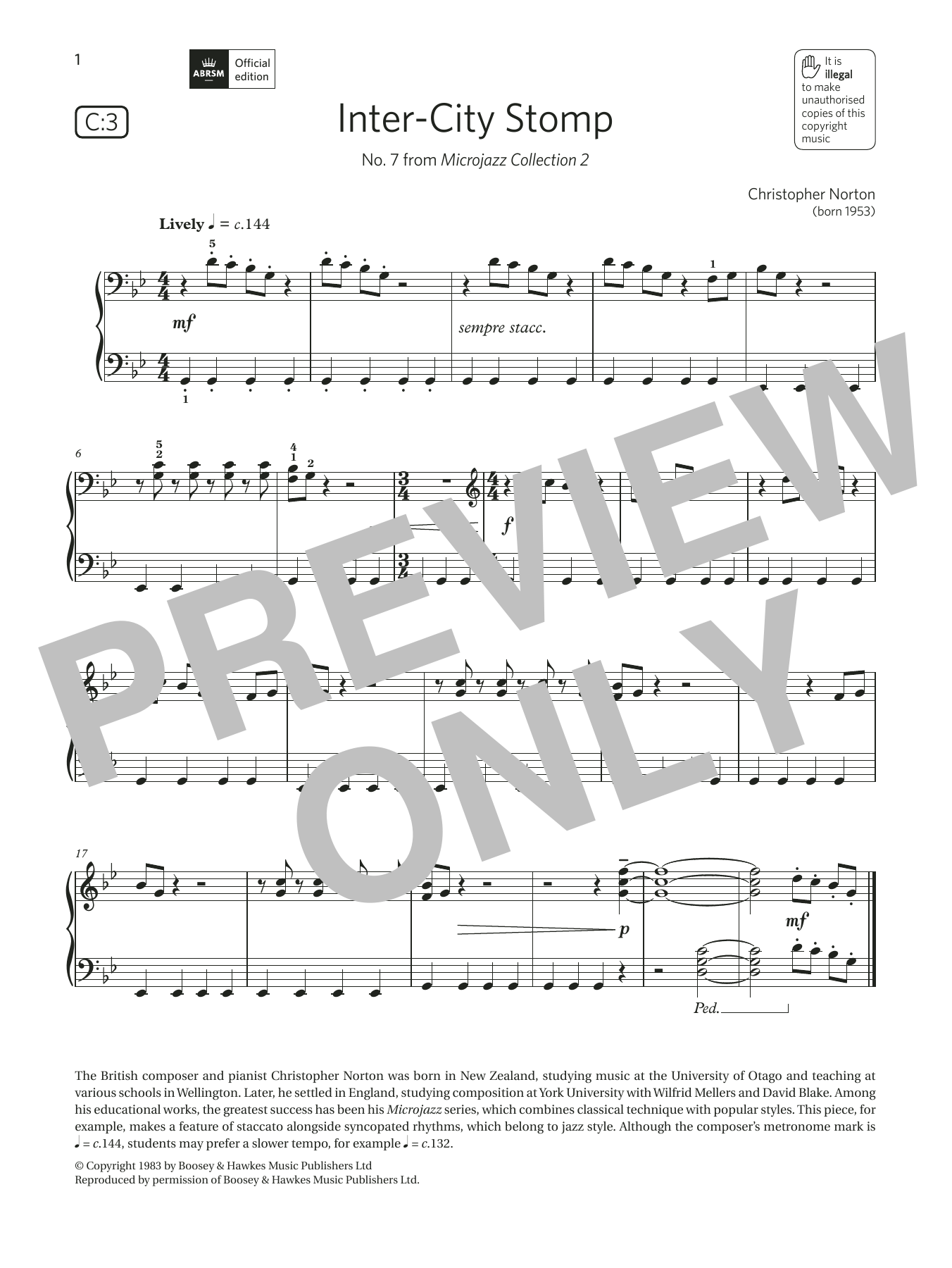 Christopher Norton Inter-City Stomp (Grade 2, list C3, from the ABRSM Piano Syllabus 2021 & 2022) Sheet Music Notes & Chords for Piano Solo - Download or Print PDF