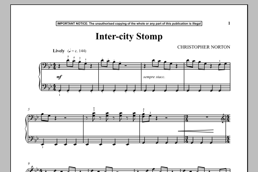 Christopher Norton Inter-City Stomp Sheet Music Notes & Chords for Piano - Download or Print PDF Christopher Norton Inter-City Stomp Sheet Music Notes & Chords for Piano - Download or Print PDF