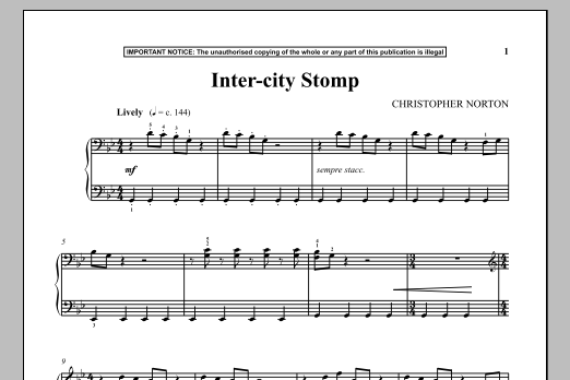 Christopher Norton Inter-City Stomp Sheet Music Notes & Chords for Piano - Download or Print PDF