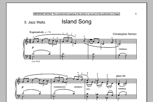 Christopher Norton Island Song Sheet Music Notes & Chords for Piano - Download or Print PDF Christopher Norton Island Song Sheet Music Notes & Chords for Piano - Download or Print PDF