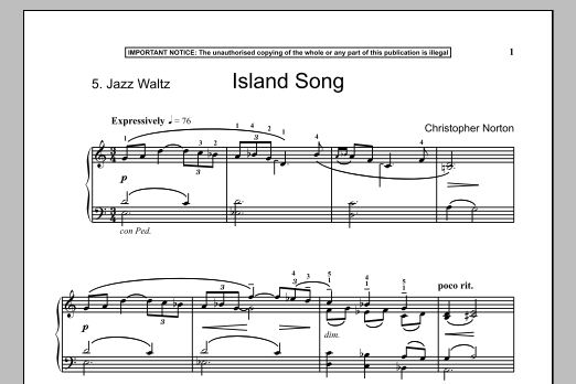 Christopher Norton Island Song Sheet Music Notes & Chords for Piano - Download or Print PDF