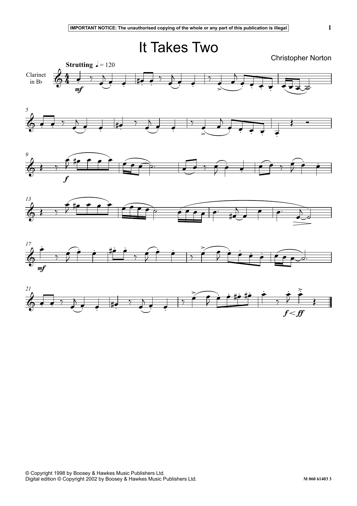 Christopher Norton It Takes Two Sheet Music Notes & Chords for Instrumental Solo - Download or Print PDF