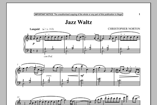 Christopher Norton Jazz Waltz Sheet Music Notes & Chords for Piano - Download or Print PDF